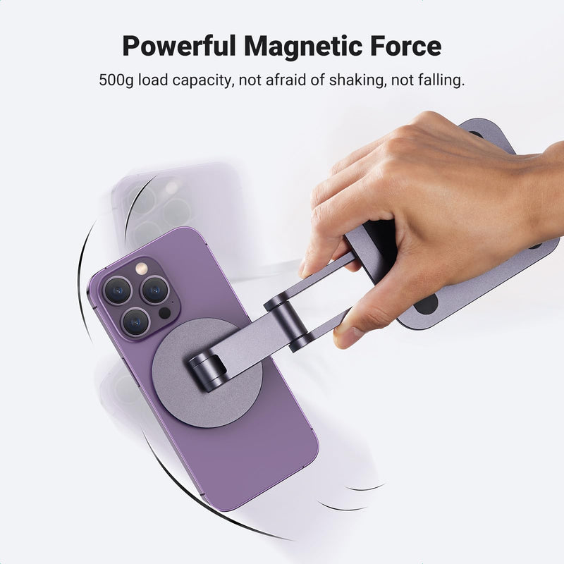 UGREEN Magnetic Phone Stand Compatible with MagSafe iPhone Stand for Desk Ergonomic Design Adjustable, Aluminum Cell Phone Stand Compatible for iPhone 15 14 13 12 Pro Max and MagSafe Case, Grey