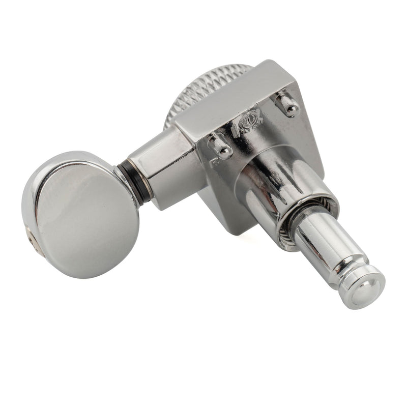 Musiclily Pro 6-in-line 18:1 Ratio 2-Pin Full Sealed Locking Machine Heads Tuners Tuning Pegs Keys with Vintage Oval Button for Fender Strat Tele Style Electric Guitar, Chrome 6R Chrome
