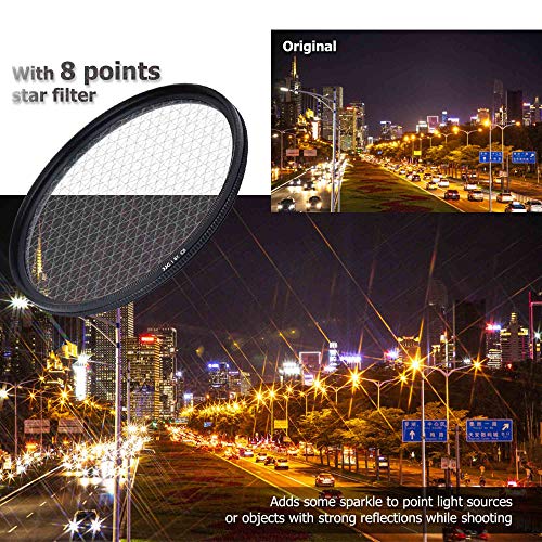 JJC 67mm Star Filter Cross Screen Starburst Filter Kit for Camera Lens