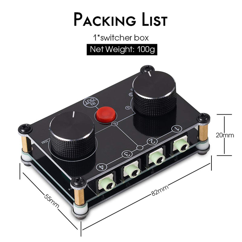 [AUSTRALIA] - Little Bear MC104 Mini Audio Switcher, 4-Way 3.5mm AUX Stereo Passive Selector, Switch Box Splitter for PC/Player/Headphone/Amplifier/Speaker 