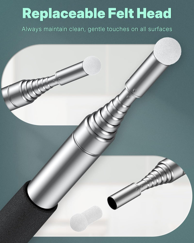 Uniclife 2 Pack Retractable Teacher Pointer Stick for Classroom Telescopic Whiteboard Pointer with Lanyards & Replacement Felt Heads Extendable Pointer for Teacher Coach Presenter Guide, up to 39.3"