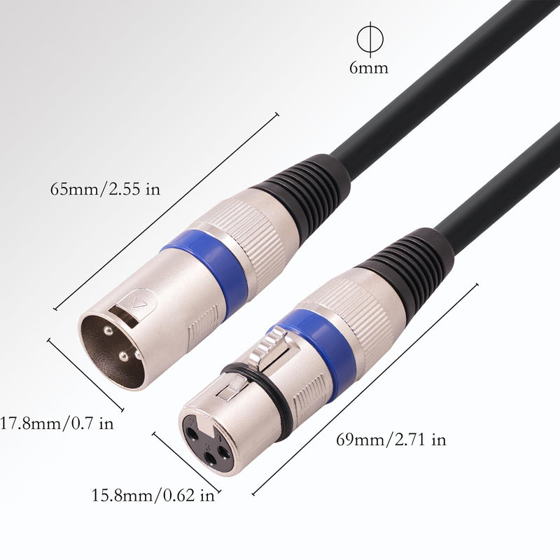 XLR Cables 25FT/8M 2 Packs, Preminum Heavy Duty Microphone Cable Male to Female Cables Zinc Alloy and 3 Pin Balanced Cable forMixer/Recording Studio/Speaker Systems