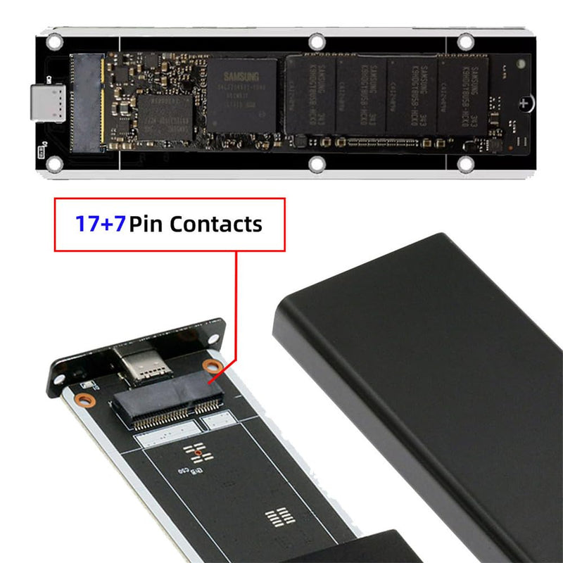 Xiwai USB3.0 Type-C to 17+7Pin USB-C Enclosure 5Gbps Mobile Box for MAC Air Pro Retina 2012 SSD Portable Case Adapter Black USB-C to 17+7Pin compatible with 2012 SSD
