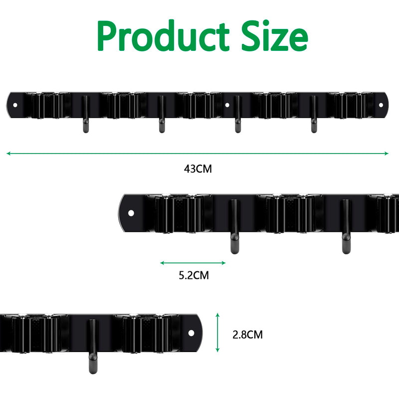[AUSTRALIA] - ECHOBUY soporte escobas Broom Holder Wall - Set of 5 Holders + 4 Hooks, Heavy Duty Device Holder, Self-Adhesive or Can be Installed with Nails, Ideal as a Broom Holder and for Other Garden Tools 
