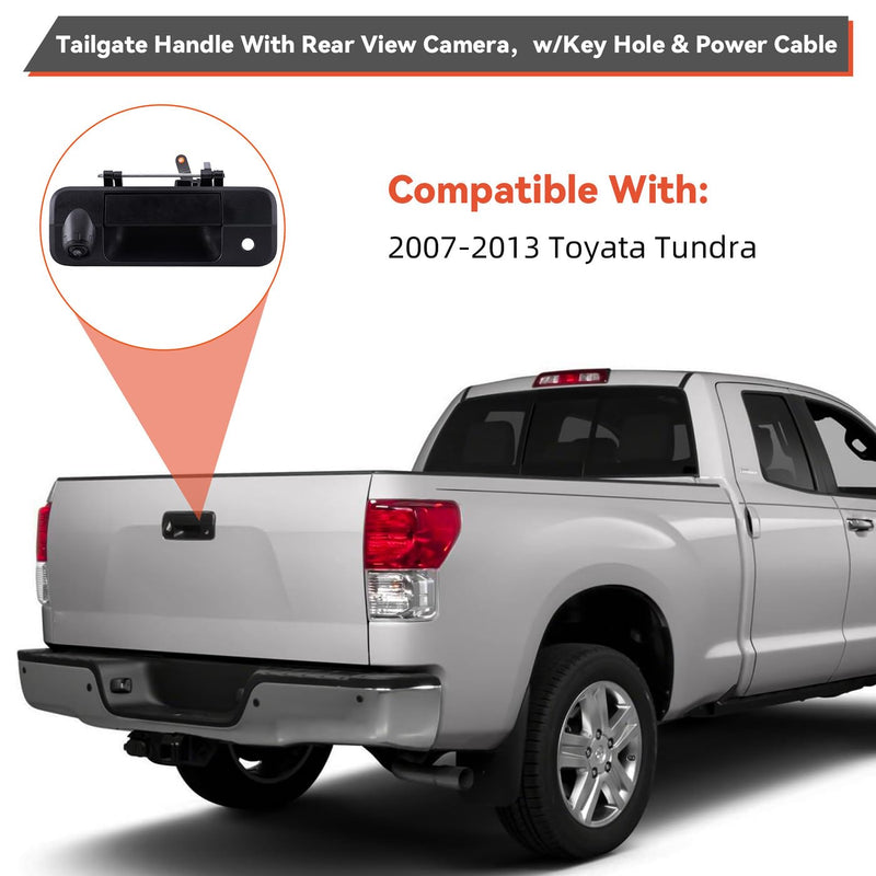 DEAL AUTO ELECTRIC PARTS Tailgate Handle Backup Camera Replaces 69090-0C051 | Compatible with 2007-2013 Toyota Tundra, Built-in Truck Bed Backup Rear View Camera w/Power Cable RCA Plug