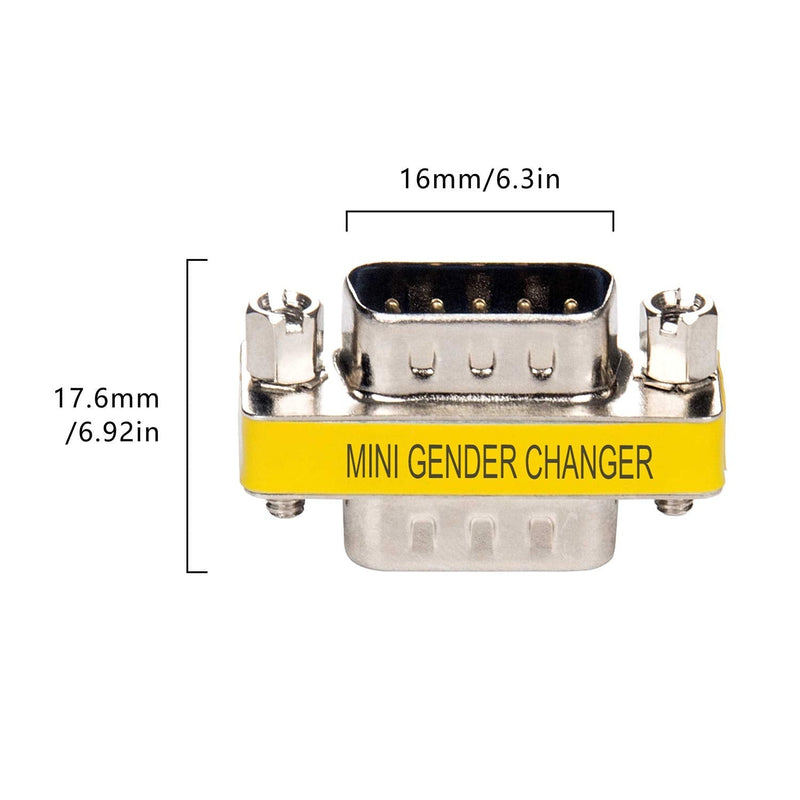 DriverGenius RD232M2M DB9 Serial RS232 COM Gender Changer for USB to RS232 Serial Cable Adapter (Male/Male) M/M