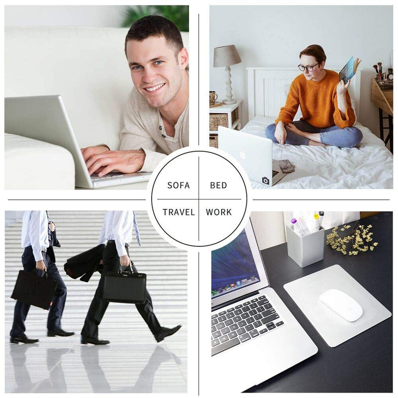 HONKID Metal Aluminum Mouse Pad, Office and Gaming Thin Hard Mouse Mat Double Sided Waterproof Fast and Accurate Control Mousepad for Laptop, Computer and PC,9.05"x7.08", Silver 9.05 X 7.08 inch
