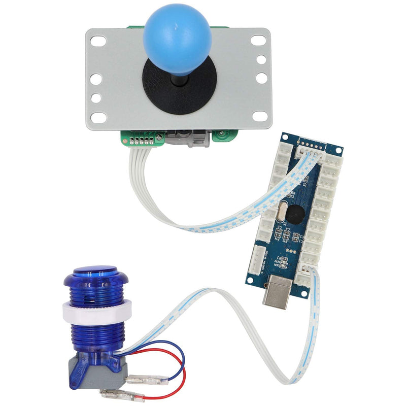 SJ@JX Arcade Game Stick DIY Kit Buttons with Logo LED 8 Way Joystick USB Encoder Cable Controller for PC MAME Raspberry Pi Color Mix