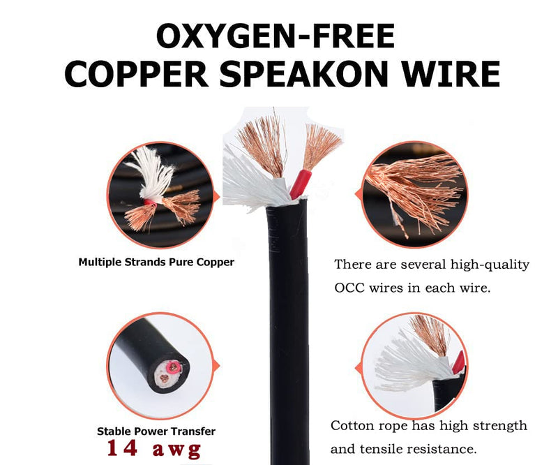 Speak on 2Pcs Professional Speakon to 1/4 Inch ts Speaker Cable for pa Jack Pair 14 awg Gauge Male Audio Port Plug Amplifier Connection dj amp Heavy Duty bocina Cord Wire ft with Twist Lock(3 feet) 3 feet