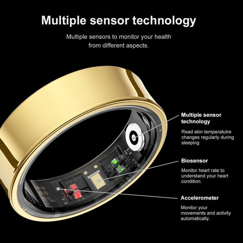 Smart Ring for Women & Men - Sleep Tracker with SPO₂/HRV Monitoring, 5ATM Waterproof, No Subscription Fee, 7-Day Battery iOS Android (13 Sizes, Rose Gold) 13