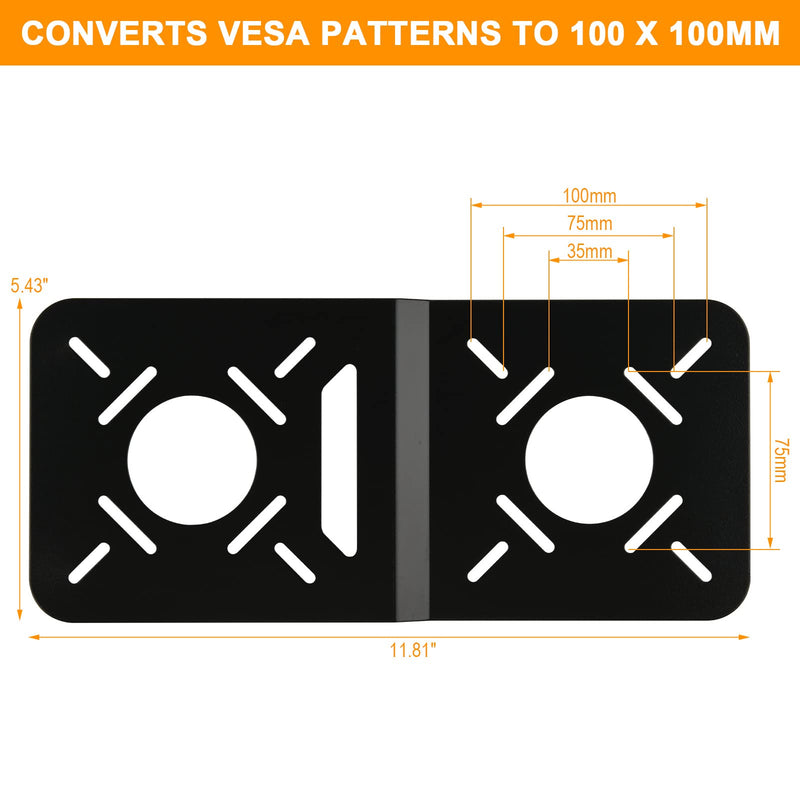 Metal VESA Mount Bracket, 35/75/100mm for Intel NUC Mini PC | VESA Monitor Arm Extension Plate, 35x75mm 75x75mm 100x100mm Patterns, Holder Only