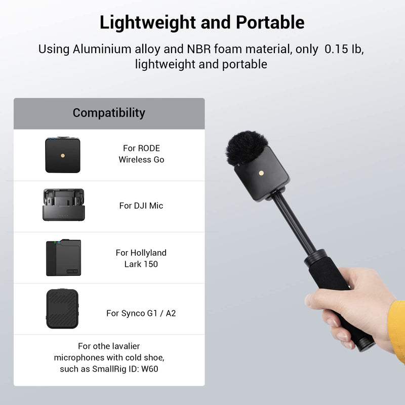 [AUSTRALIA] - SMALLRIG Interview Mic Handle, Stretchable Mic Handle for RODE Go, for DJI, for Hollyland Lark 150, for Synco G1/A2 and Other Lavalier Microphones with Cold Shoe 3182 