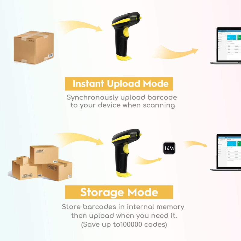 [AUSTRALIA] - NADAMOO Wireless Barcode Scanner Compatible with Bluetooth, Handheld USB 1D Cordless Laser Bar Code Reader for Inventory, Work with Windows/Mac OS/Linux Computer, Made for iPhone, iPad, and Android 