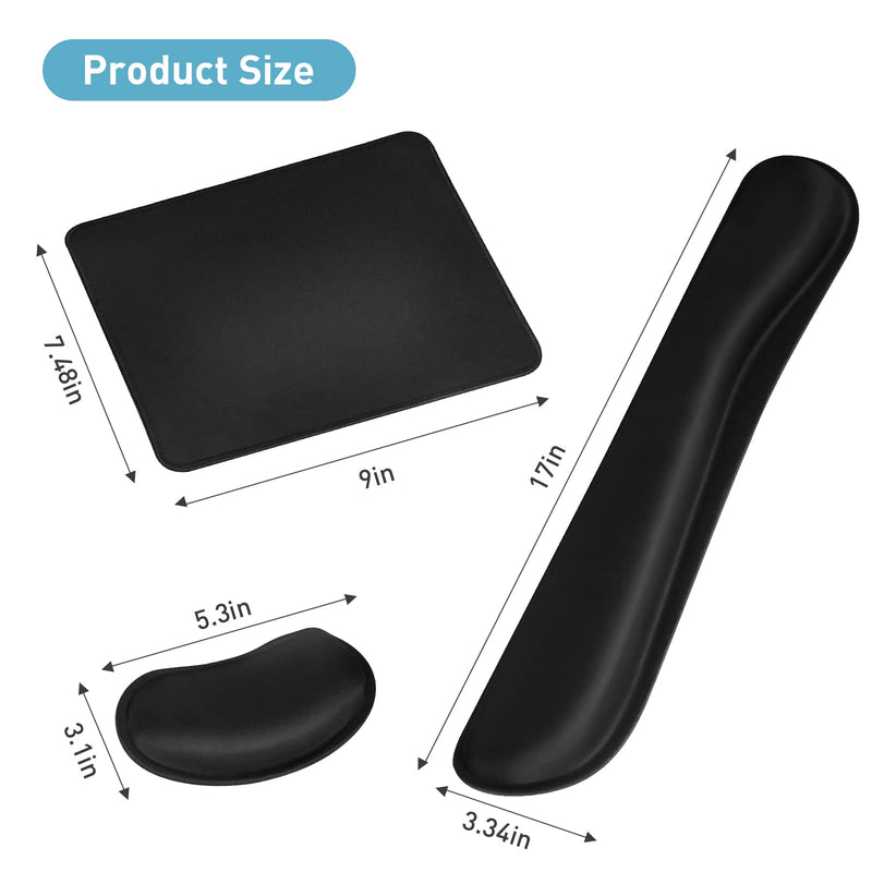 Keyboard Wrist Rest + Mouse Pad + Mouse Wrist Rest Support Set, Memory Foam, Easy Typing Pain Relief, 3Pcs Keyboard Mouse Pad Set for Computer, Laptop, Home & Office (SKK-330) SKK-330