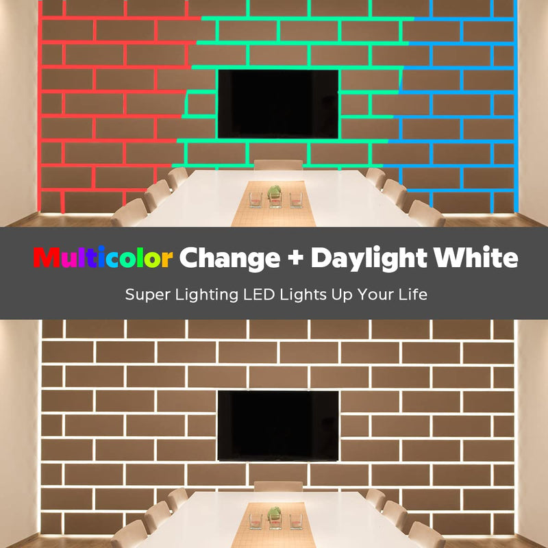 [AUSTRALIA] - 12V 4in1 RGBW LED Strip Lights 360° Bending S Shape RGB+6000K Daylight 16.4ft 240LEDs Dimmable RGBW Color Changing LED Light Strips for DIY Letters Irregular Lighting (RGB+6000K) 