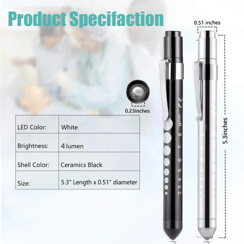 [AUSTRALIA] - Tomedeks 2 Items Nurse Accessories Pupil Light Pupil Lamp Diagnostic Light Nurse Emergency Service Accessories with Pupil Meter and Ruler 