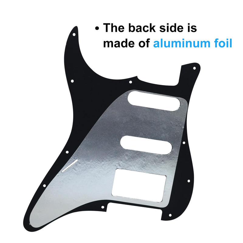 SAPHUE HSS 11 Holes Strat Electric Guitar Pickguard and BackPlate Set for Fender US/Mexico Made Standard Stratocaster Modern Style Guitar Parts (3ply Black) 3ply Black