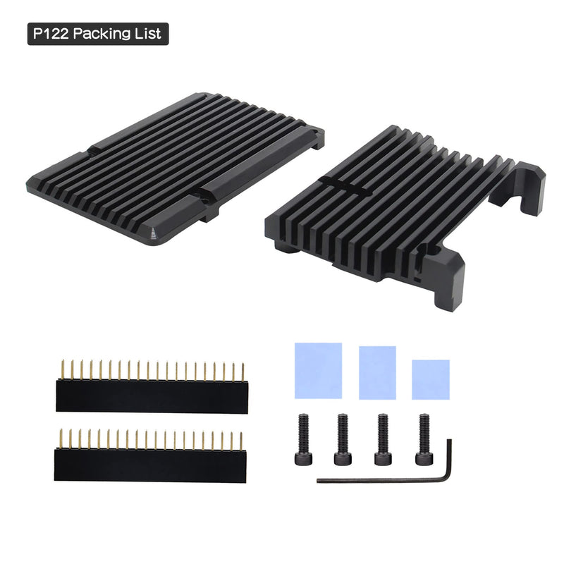 [AUSTRALIA] - Geekworm Raspberry Pi 4 Model B Armor Heatsink Fall/Raspberry Pi 4B Aluminium Alloy Passive Cooling Case with Dual Cooling Fan for Raspberry Pi 4 Model B Only Black 