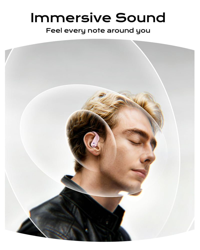 Wireless Earbuds Bluetooth 5.3 Sport Headphones with Earhooks,IPX7 Waterproof Earphones,48H Playtime Earbuds,Lightweight 7.8g,Noise Cancelling Mic Bluetooth Headphones for Running & Workout (Coral)