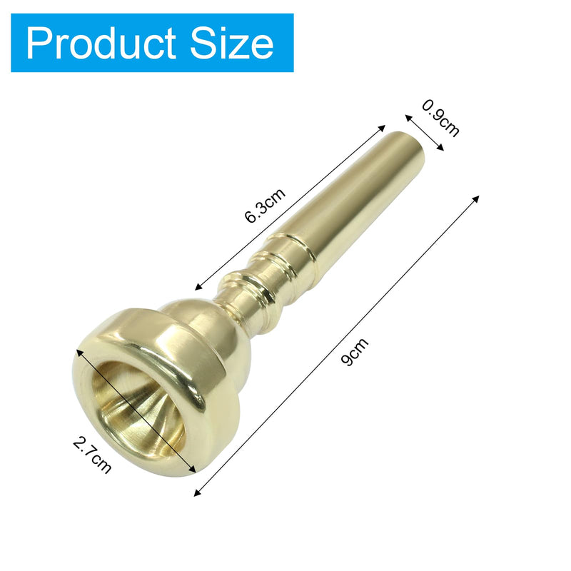 3 Pack Trumpet Mouthpiece, 7C 5C 3C Gold Brass Trumpet Mouthpiece Set Compatible with Yamaha, Cleaning Cloth for Beginners Professional Players