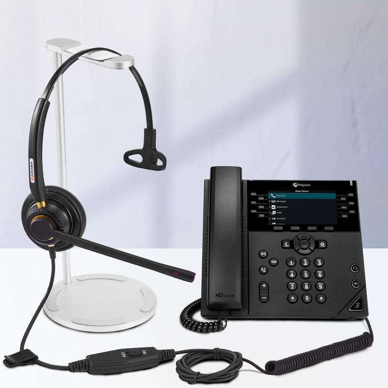 [AUSTRALIA] - Arama RJ9 Telephone Headset with Microphone Noise Cancelling,Office Phone Headset Compatible with Polycom VVX411 VVX311 VVX410 Plantronics S12 Mitel 5220 NEC Aastra Landline Deskphones 
