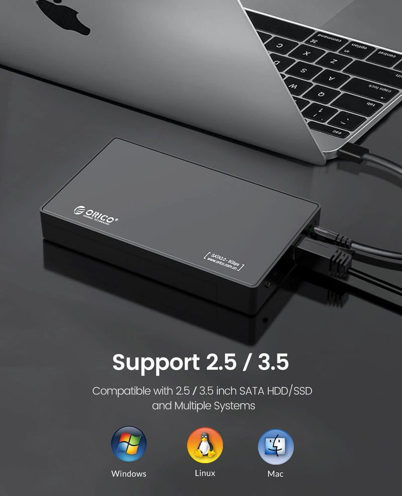 ORICO Toolfree USB 3.0 to SATA External 3.5'' Hard Drive Enclosure Case for 3.5 Inch SATA HDD and SSD [Support UASP and 16TB Drives]-3588US3