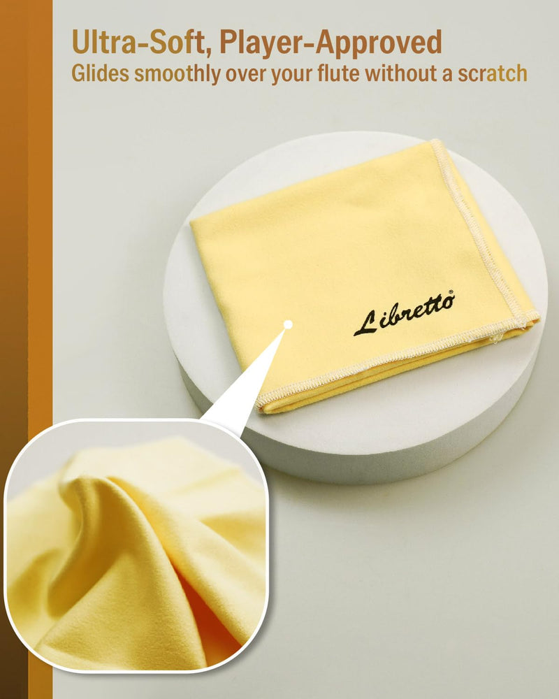 [AUSTRALIA] - Libretto Silver Polishing Cloth for Flute, 30×30 cm, Ultra-Soft Microfiber, Anti-Tarnish Cleaning Cloth for Silver-Plated Instruments 