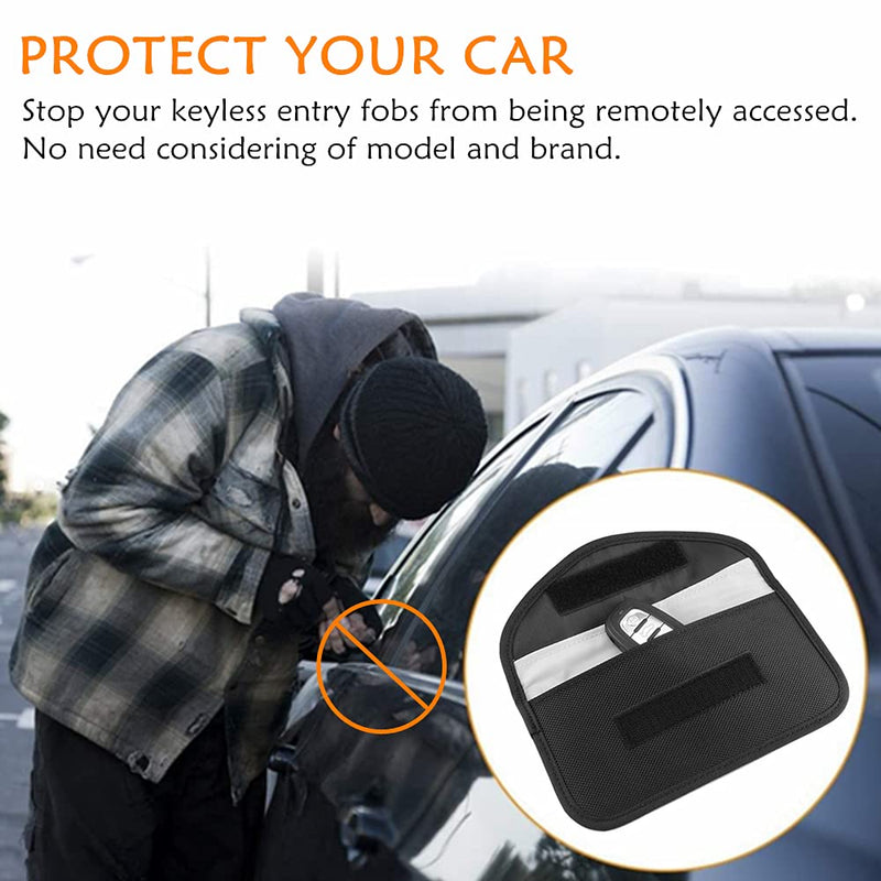 2 Pack Faraday Bags for Car Keys and Cell Phone, Signal Blocking Key Pouch, Anti Theft Car Protection, Cell Phone WiFi/GSM/LTE/NFC/RFID/Keyless Entry Fob Signal Blocking Pouch
