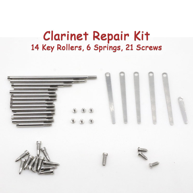 Clarinet Repair Kit - 14 Key Rollers, 6 Springs, 21 Screws - Professional Woodwind Instrument Maintenance Set for Musicians