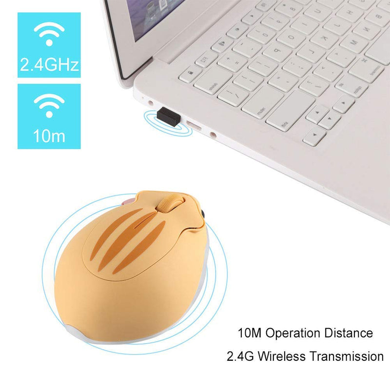 CHUYI Animal Wireless Mouse Cute Hamster Mouse Small Optical Portable Cordless Mice for Travel School for Computer Laptop PC for Kids (Yellow) Yellow