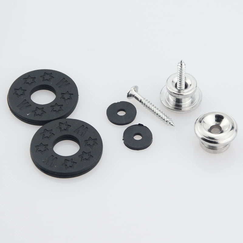 1/4"(6.35mm) Silver Guitar Input Jack Output Plate Jackplate Socket for LP Les Paul Style Electric Guitar,2 PCS Guitar Strap Buttons with Strap Blocks Square Style