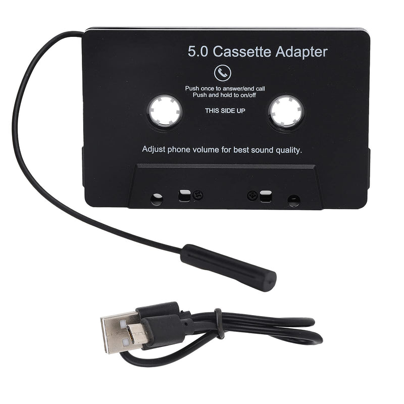 PUSOKEI Car Cassette Audio Receiver, Bluetooth 5.0 Cassette to Aux Adapter, Tape Player MP3 Cassette Player Adapters Audio Converter with Calling Function, Black