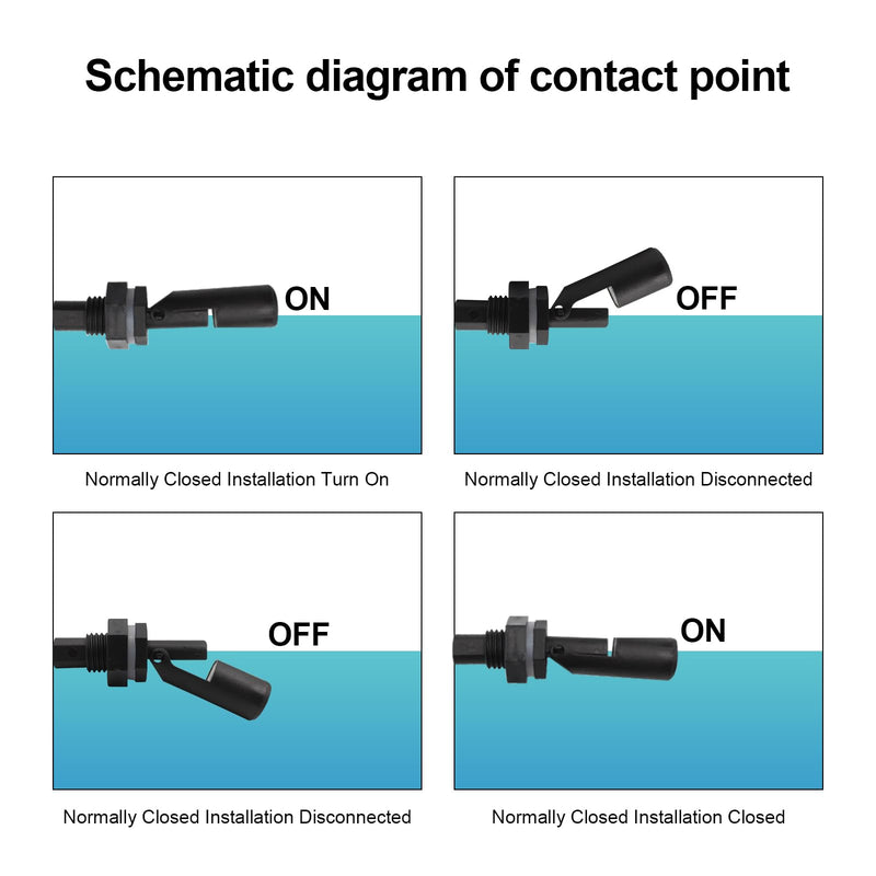 Joycabin Pack of 5 Float Switch Water Level Sensor, Float Switch, Level Switch, Side Mounted Horizontal Float Switch, Liquid Float Switch for Tank, Pool, Horizontal, Aquarium black