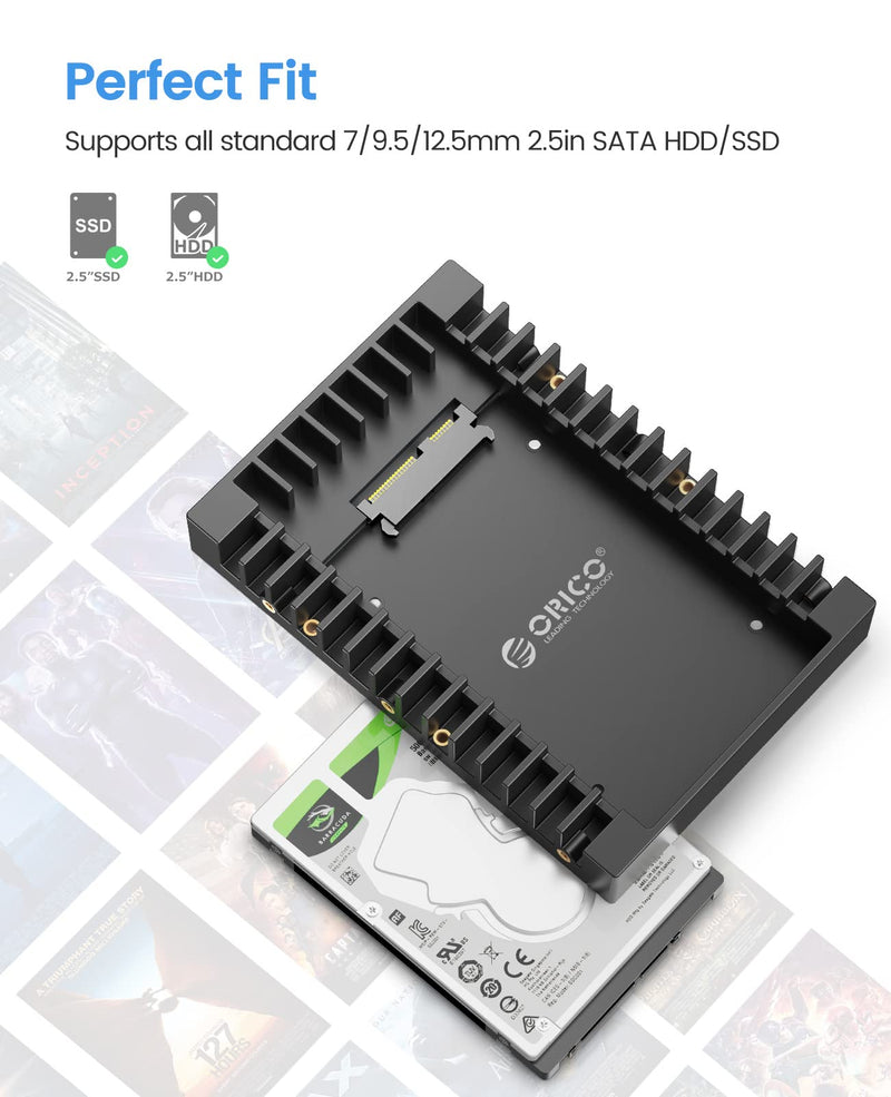[AUSTRALIA] - [2Packs] ORICO 2.5 SSD SATA to 3.5 Hard Drive Adapter Internal Drive Bay Converter Mounting Bracket Caddy Tray for 7 / 9.5 / 12.5mm 2.5 inch HDD / SSD with SATA III Interface(1125SS-2) 