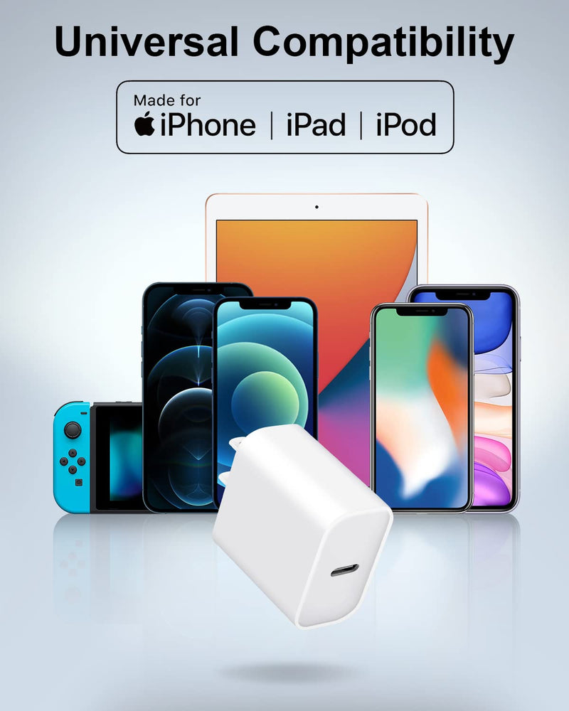 [2 Pack] iPhone 15 14 13 12 11 Charger Block, USB C Wall Charger 20W PD Power Adapter for iPhone 15/15Pro/15Pro Max/15Plus/14/13/12/11, iPad 2Pack