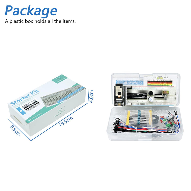 [AUSTRALIA] - Freenove Basic Starter Kit for ESP32 CAM (Included), Dual-core 32-bit 240 MHz Microcontroller, Onboard Camera Wireless, Python C Code, 400-Page Detailed Tutorial, 141 Items, 58 Projects with Memory Card Slot and Card 