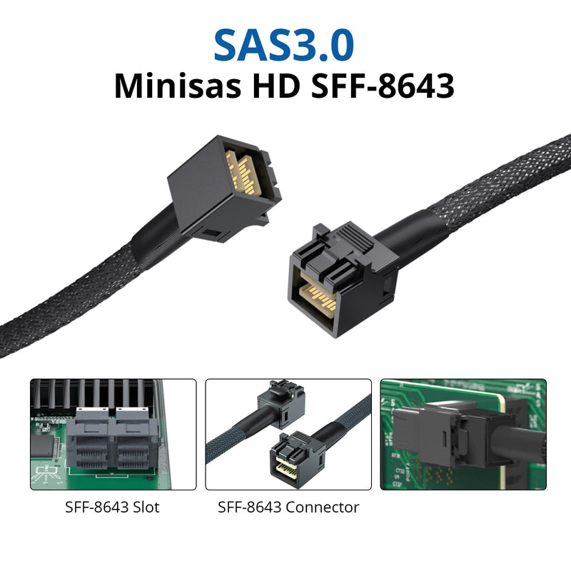 [AUSTRALIA] - SFF-8643 to SFF-8643 12G Internal Mini SAS HD Cable, with Sideband, Compatible with RAID or PCI Express Controller, 100-Ohm, 0.5-m(1.6ft) Straight 0.5m 1 
