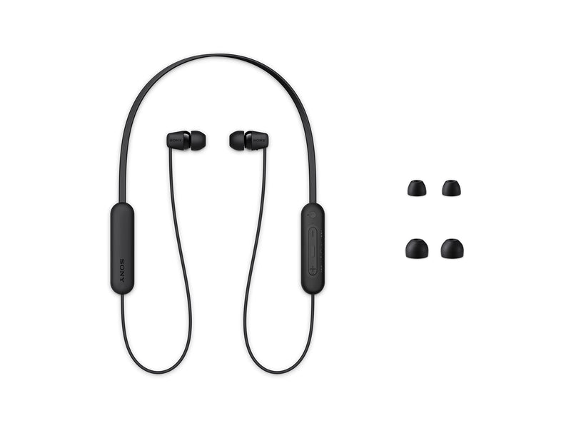 Sony WI-C100 Wireless in-Ear Bluetooth Headphones with 25 Hours Battery Life, Clear Sound, Lightweight Design, IPX4 Water Resistance, Hands-Free Calling, Compatible with Android & iOS – Black