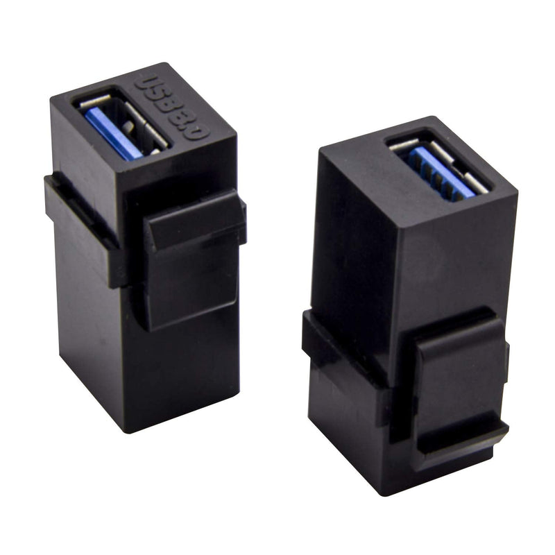 AYECEHI USB 3.0 Keystone Jack Inserts (3 Pack) Female to Female Adapters Coupler Insert Snap-in Connector Socket Adapter Port for Wall Plate Outlet Panel - Black