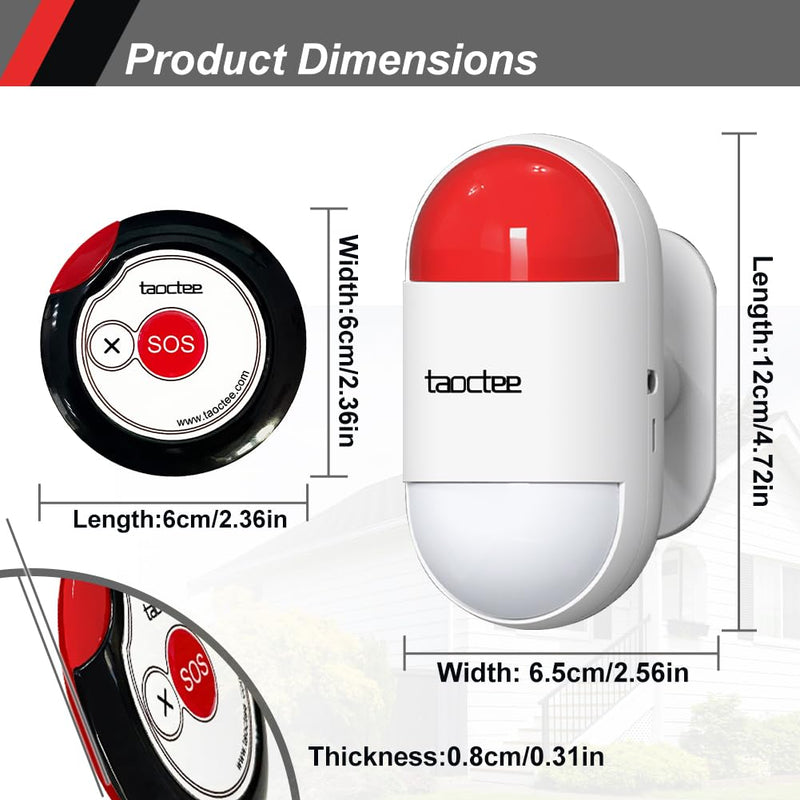 [AUSTRALIA] - Panic Button Alarm for Security Emergency Remote Panic Alarm Siren for Home Strobe Siren,Lightweight and Compact Button with Lanyard,Emergency Alert System for House Business Shop(Battery/USB) 1 Siren+1 Button 
