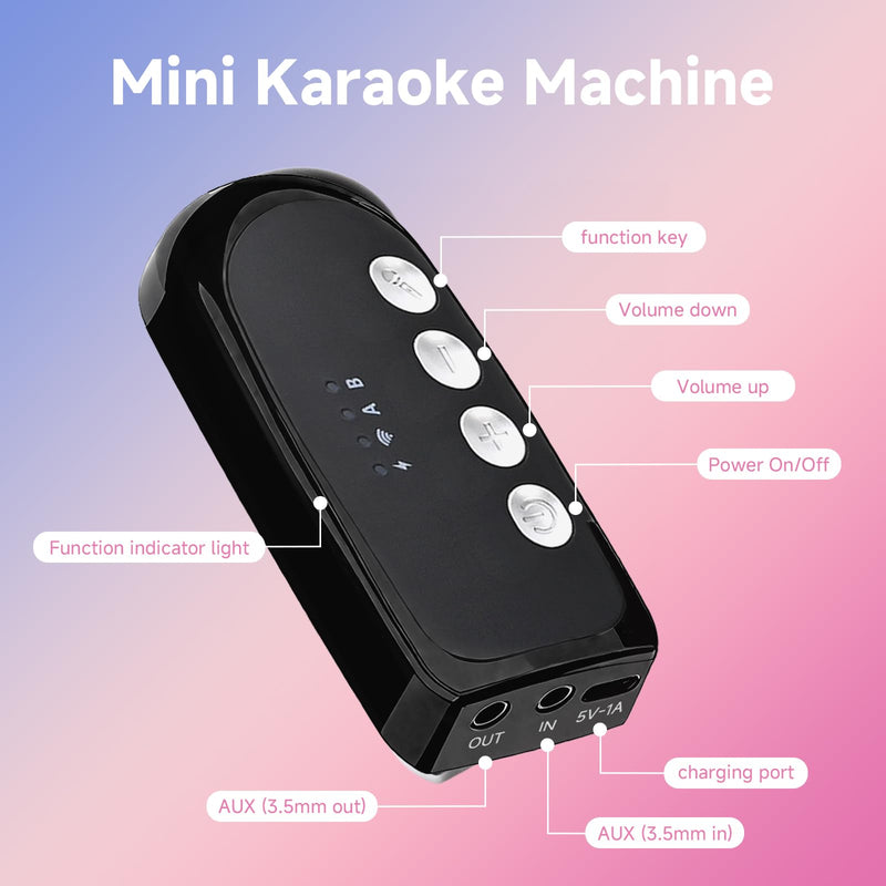 Car Karaoke Microphone,Dual Handheld Rechargeable Mic with 3.5mm Aux in and Out Receiver,Volume Control Karaoke Microphone for Singing, Speech, Home Party, YouTube/Tiktok(Black)