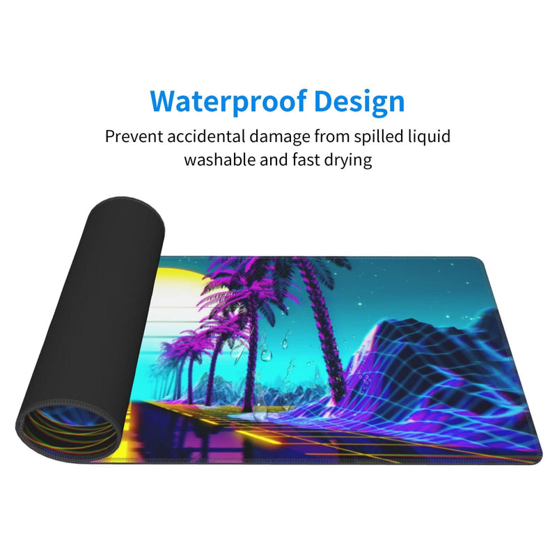 Neon Retrowave Gaming Mouse Pad Large XL Desk Mat Long Extended Pads Big Mousepad for Home Office Decor Accessories 31.5 X 11.8 Inch 3
