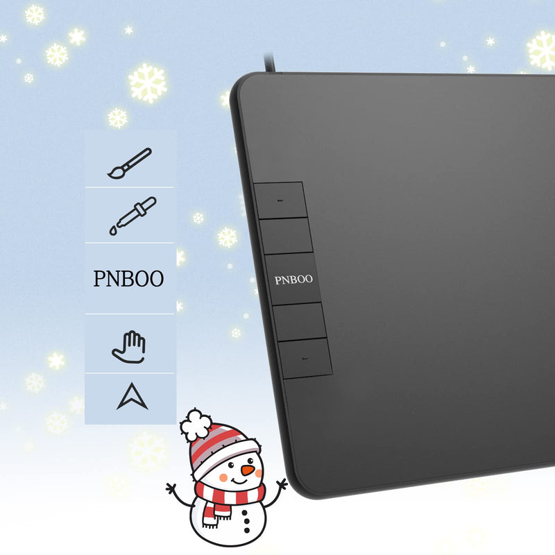PNBOO PN640 Drawing Tablet, 8192 Professional Levels Pressure, Support Chromebook Linux Android Windows Mac, with Battery-Free Stylus, 4 Hot Keys, 6x4 Inches Active Area Small