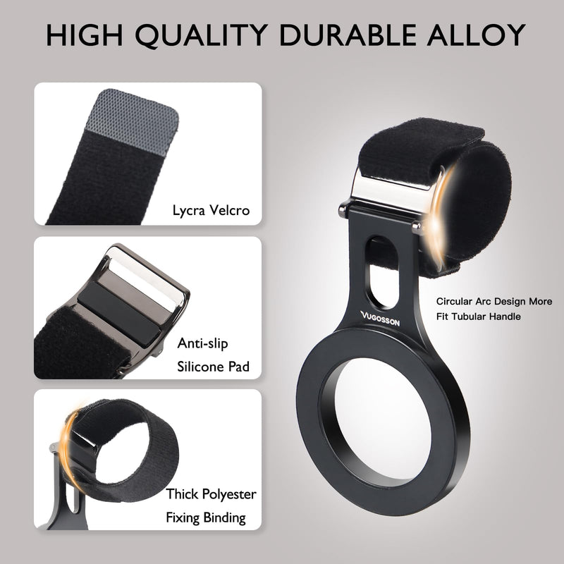 Magnetic Phone Holder for Stroller Bar, Gym Fitness Phone Mount for MagSafe, (Strong Magnet) - 180° Adjustable for Gym, Peloton Exercise Bikes, with Adjustable Strap (Magnetic Ring Included) Black