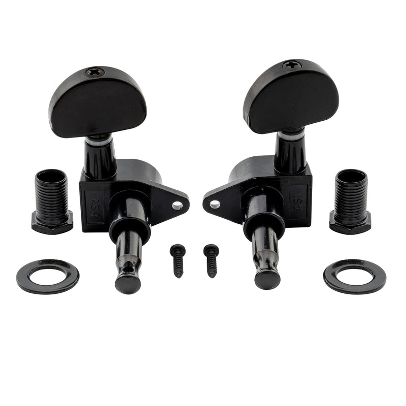 Musiclily 3+3 Epi Style Sealed Guitar Tuners String Tuning Pegs Keys Machine Heads Set for Les Paul Epiphone Electric Guitar, Half Moon Button Black Epi Half Moon Black