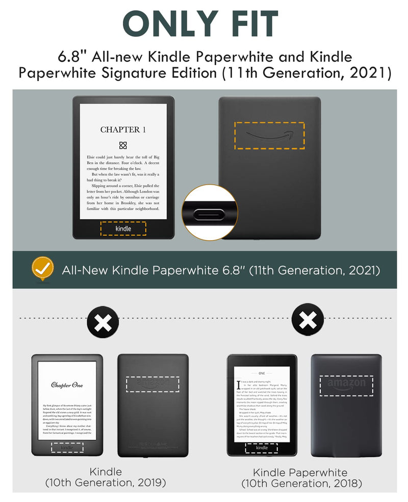 MoKo Case for 6.8" Kindle Paperwhite (11th Generation-2021) and Kindle Paperwhite Signature Edition, Lightweight Shell Cover with Auto Wake/Sleep for Kindle Paperwhite 2021 E-Reader, Green Denim Green