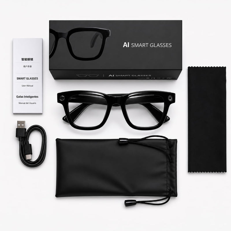Smart Glasses with Camera for Travel, Recording, Translation, Music Player | 8MP camera, voice control, real-time translation, object recognition, photochromic lenses and open-ear audio