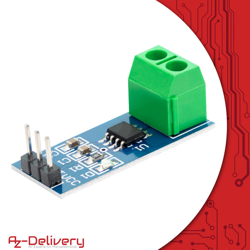 AZDelivery ACS712 Current Sensor 5A Measuring Range Module Current Sensor Compatible with Arduino Bascom Includes E-Book