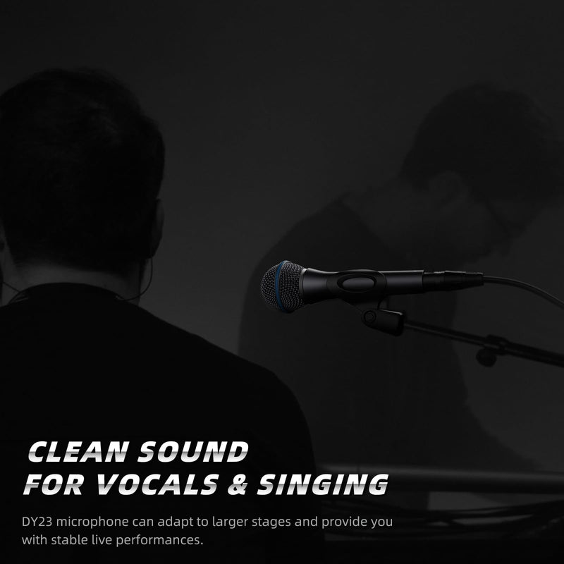 Vocal Dynamic Microphone, Metal Handheld Wired Microphone for Singing, Mic Suitable for Karaoke and Recording, with On/Off Switch and 16.4ft XLR Cable DY23