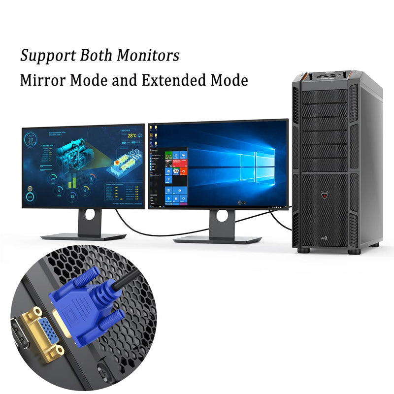 VGA to VGA Cable 10FT, VGA Cord for Computer Monitor Gold-Plated SVGA Cable 1080P HD15 Male to Male 1